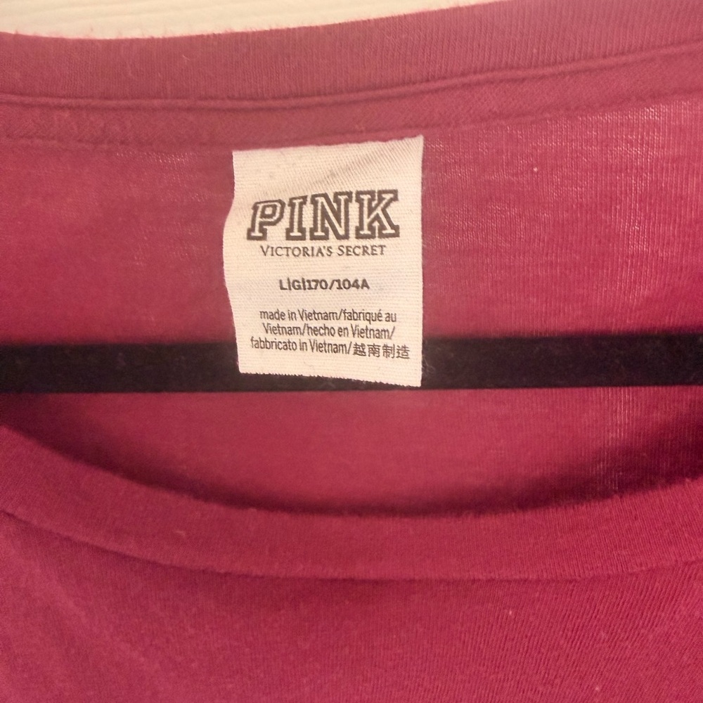 PINK Victoria's Secret Berry Long Sleeve Tee with Featured Sequins Size L - Picture 3 of 5